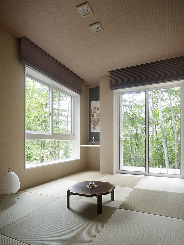 緑に包まれた家：内装・インテリア