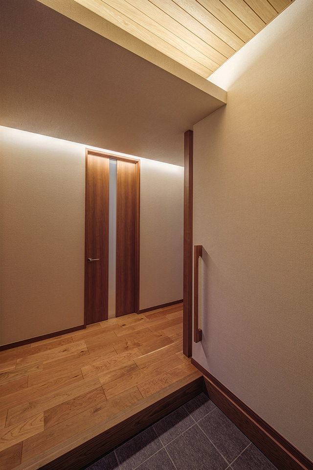 中庭に開放する平屋住宅：内装・インテリア